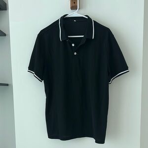 SHEIN Black and White Polo Shirt with Sporty Trim